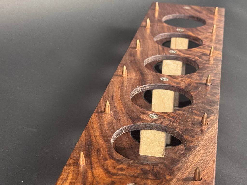 5 Glass Walnut Crotch Whiskey Flight Board