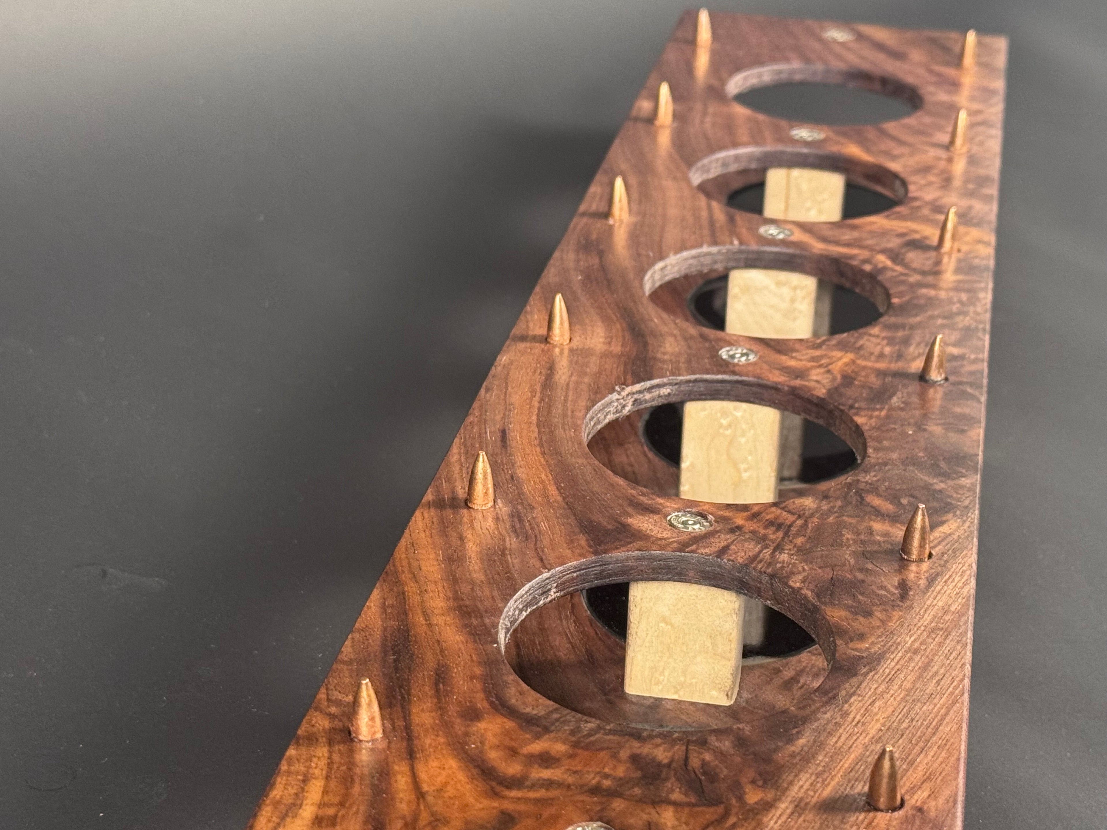 5 Glass Walnut Crotch Whiskey Flight Board