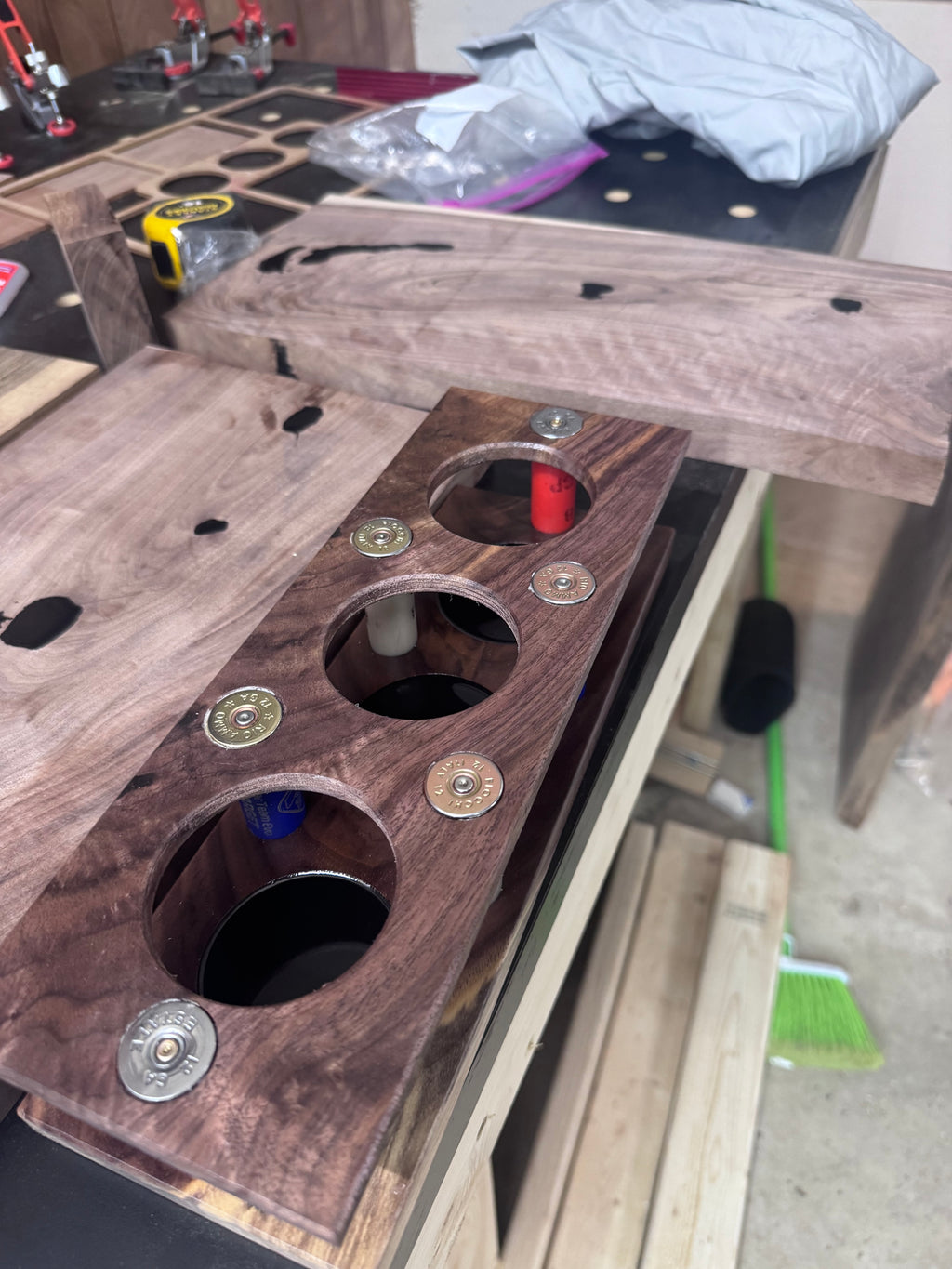 Shotgun beer bottle flight board