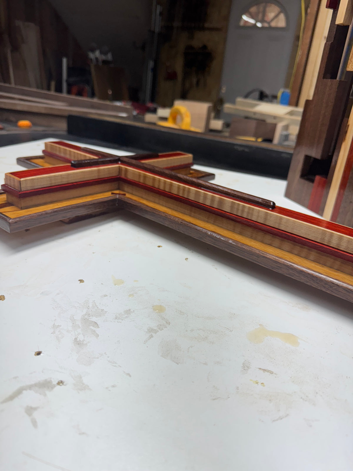 Custom Marblewood, Walnut, Padauk and Curly Maple Wall Cross