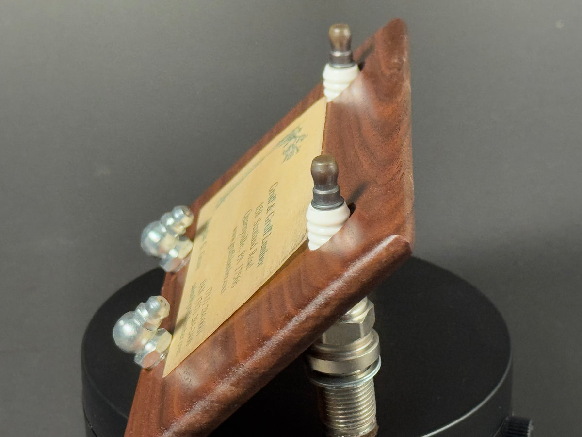 Spark plug business card holder