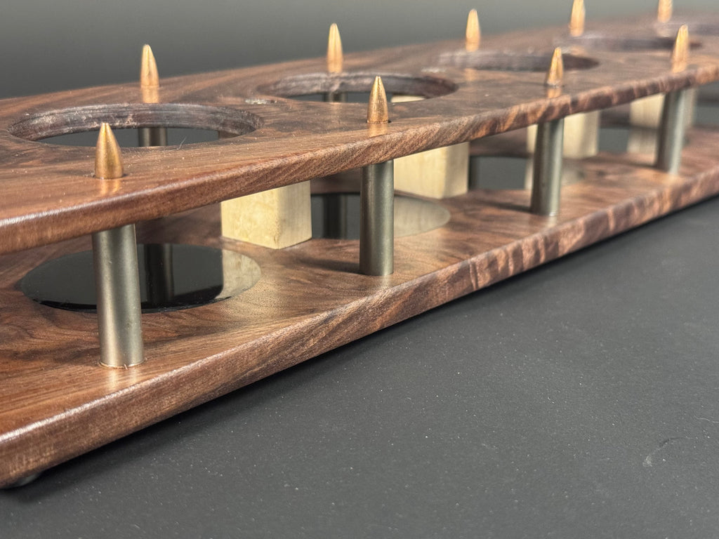 5 Glass Walnut Crotch Whiskey Flight Board