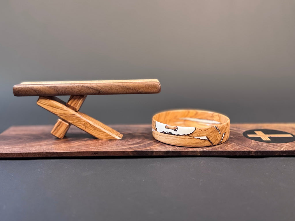 Cigar and Whiskey board with olive wood crosses