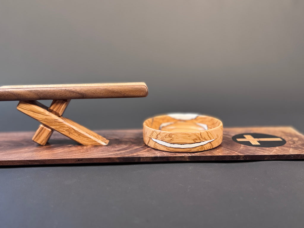 Cigar and Whiskey board with olive wood crosses
