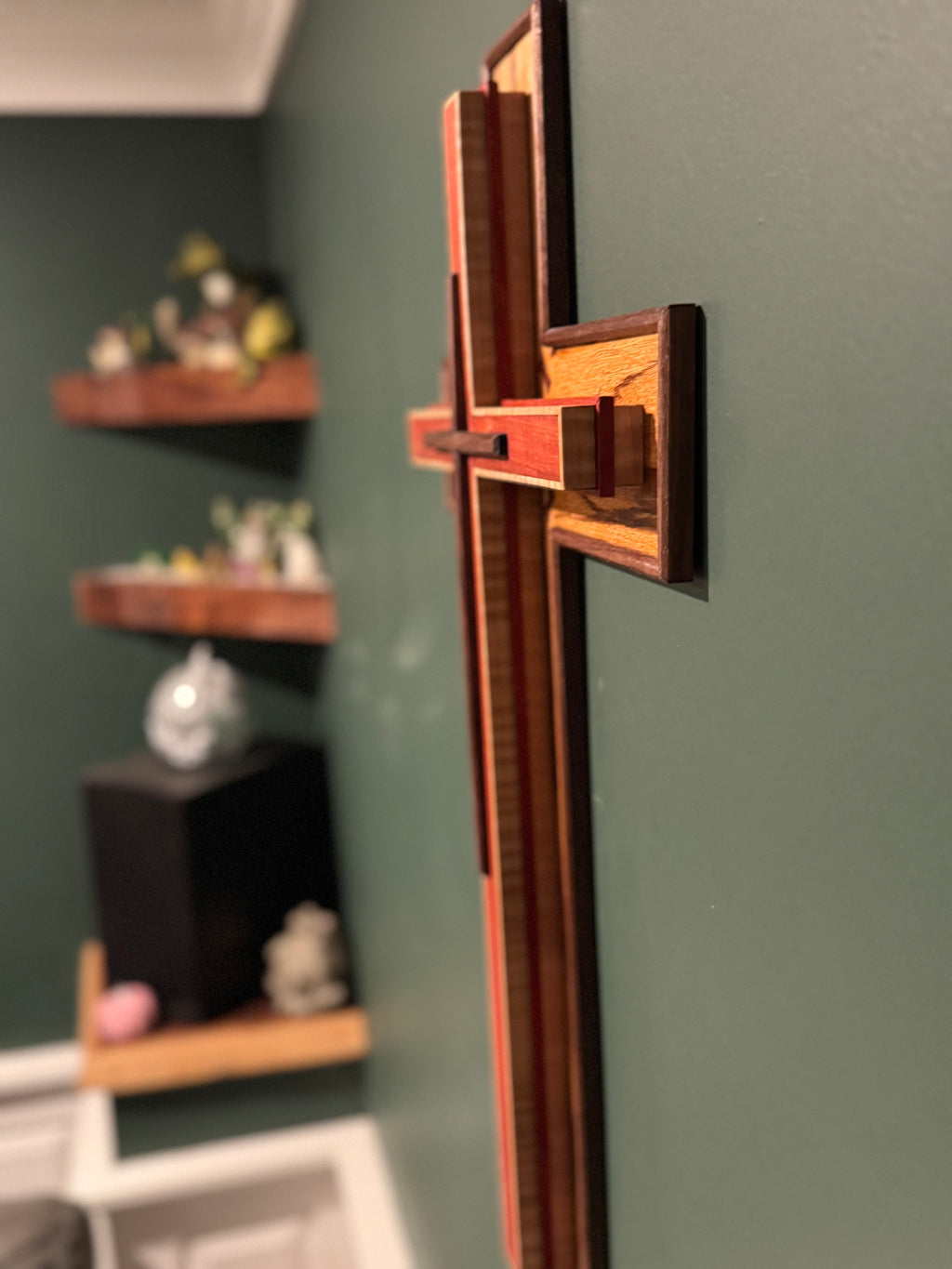 Custom Marblewood, Walnut, Padauk and Curly Maple Wall Cross