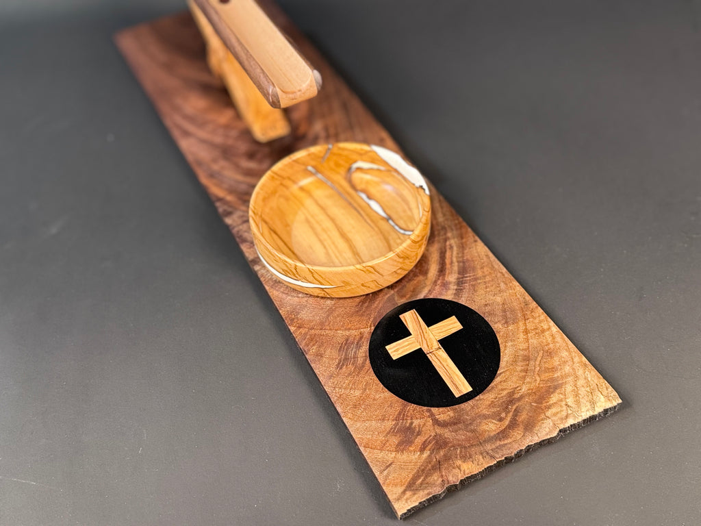 Cigar and Whiskey board with olive wood crosses