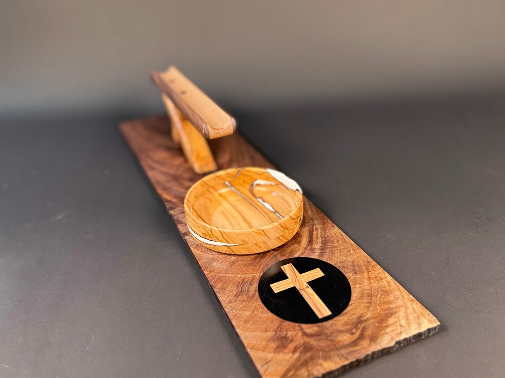Cigar and Whiskey board with olive wood crosses