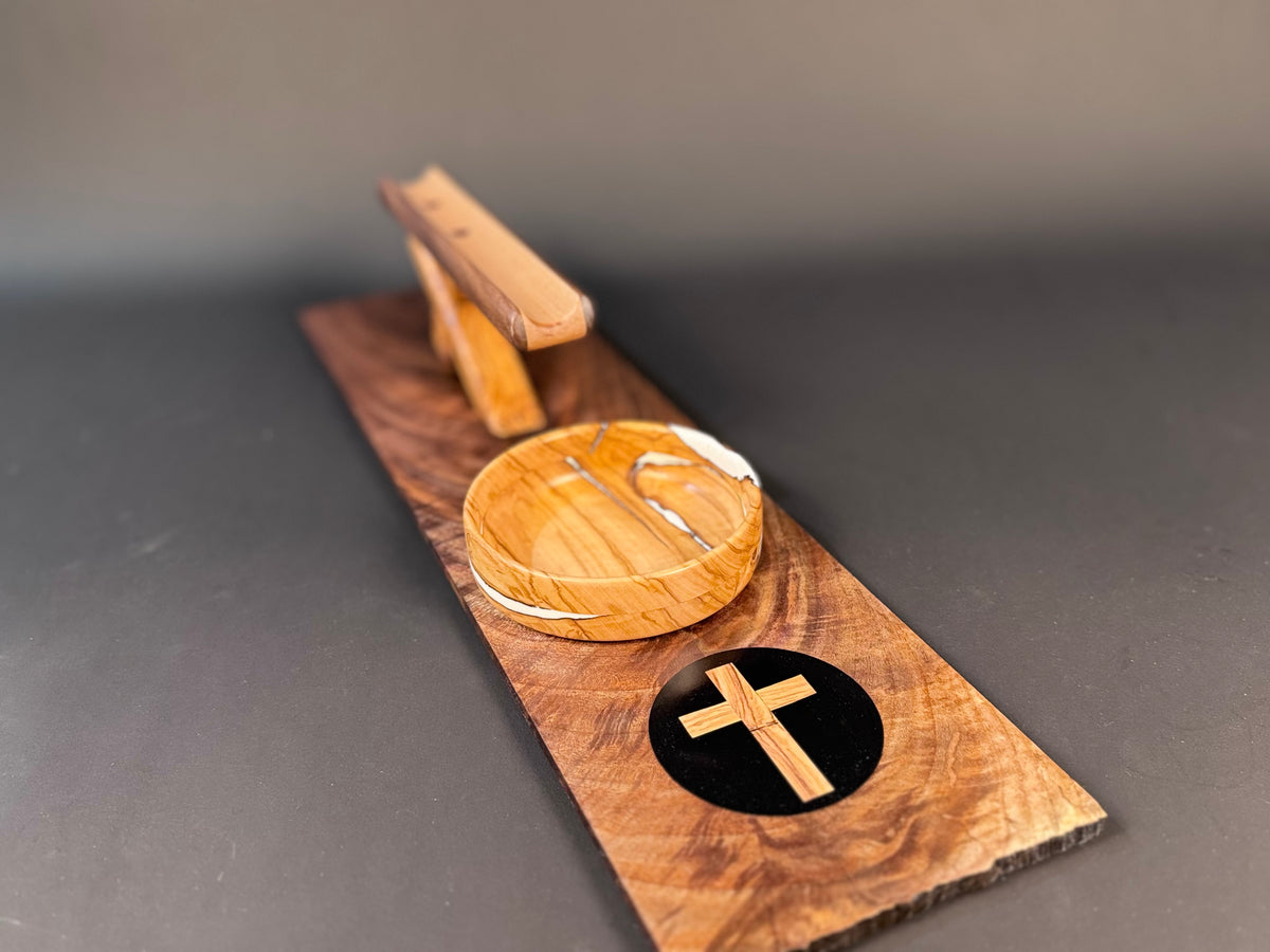 Cigar and Whiskey board with olive wood crosses