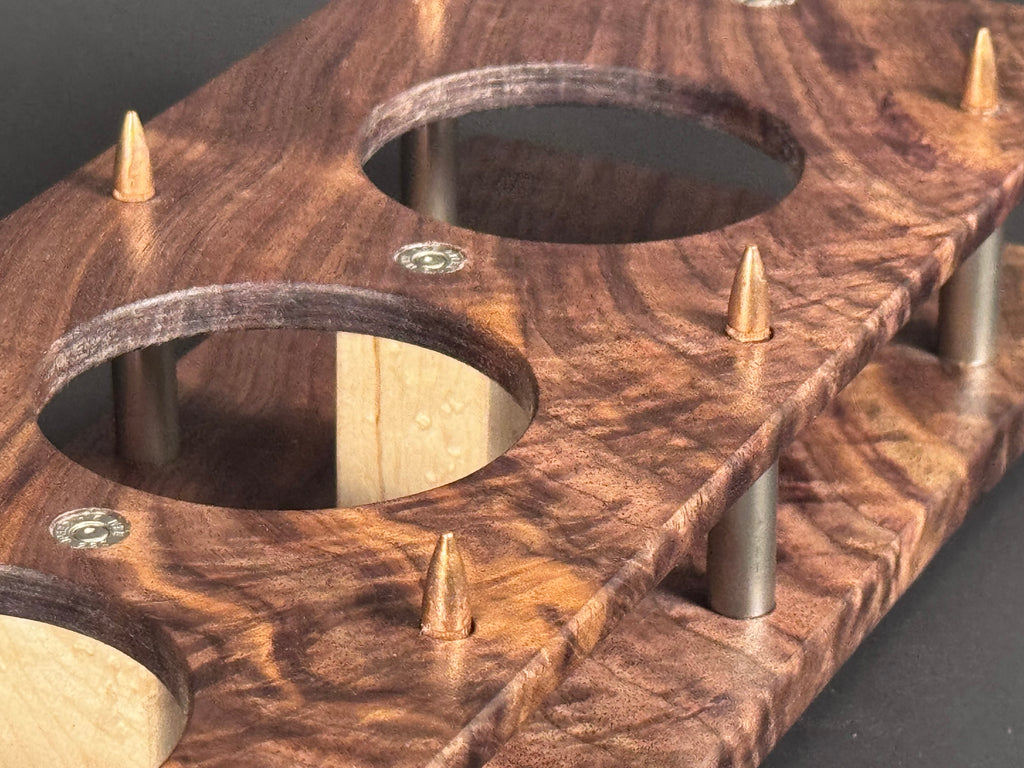 5 Glass Walnut Crotch Whiskey Flight Board