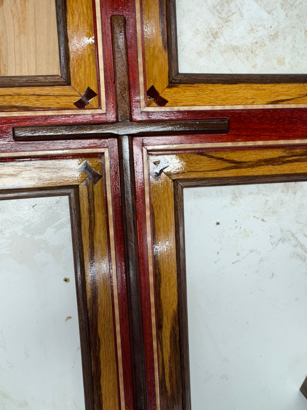 Custom Marblewood, Walnut, Padauk and Curly Maple Wall Cross