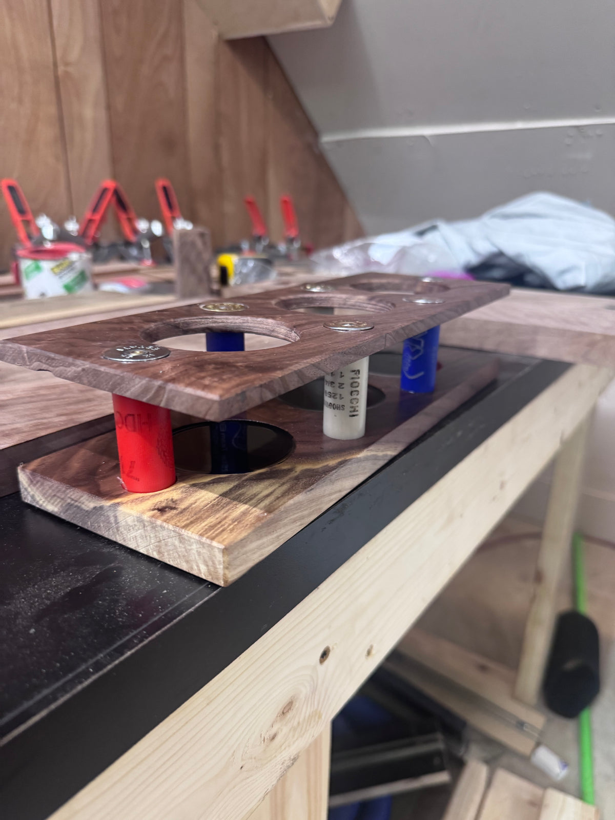 Shotgun beer bottle flight board
