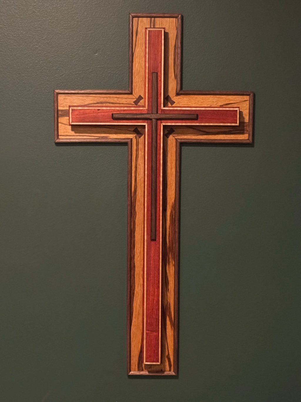 Custom Marblewood, Walnut, Padauk and Curly Maple Wall Cross