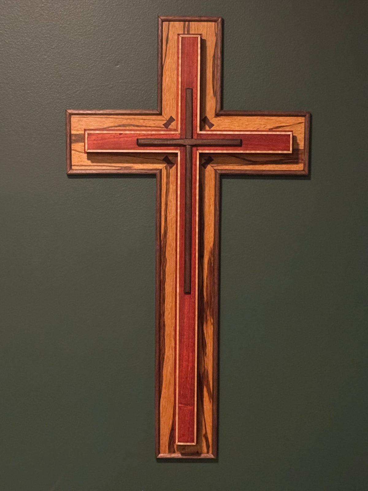 Custom Marblewood, Walnut, Padauk and Curly Maple Wall Cross