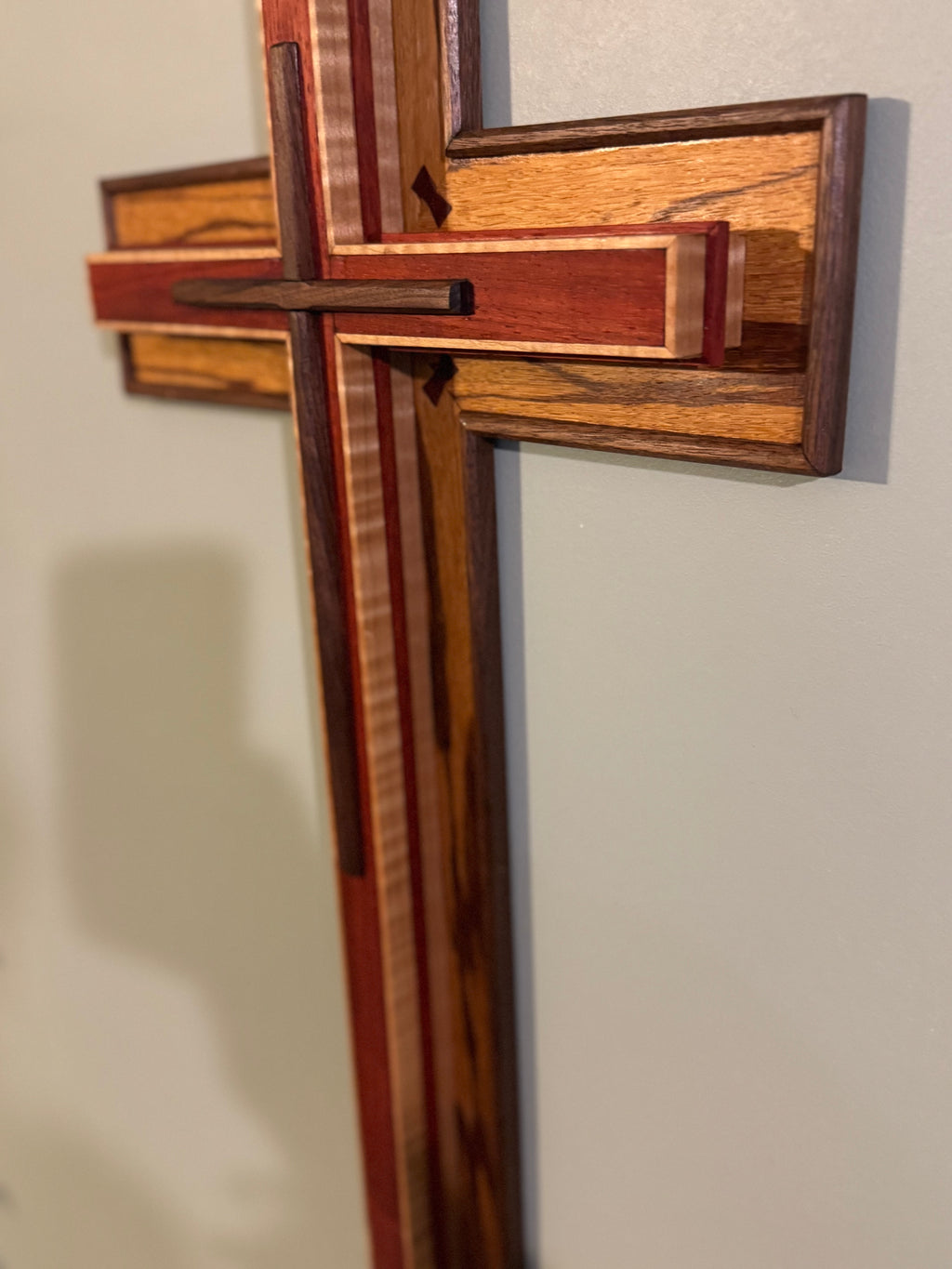 Custom Marblewood, Walnut, Padauk and Curly Maple Wall Cross
