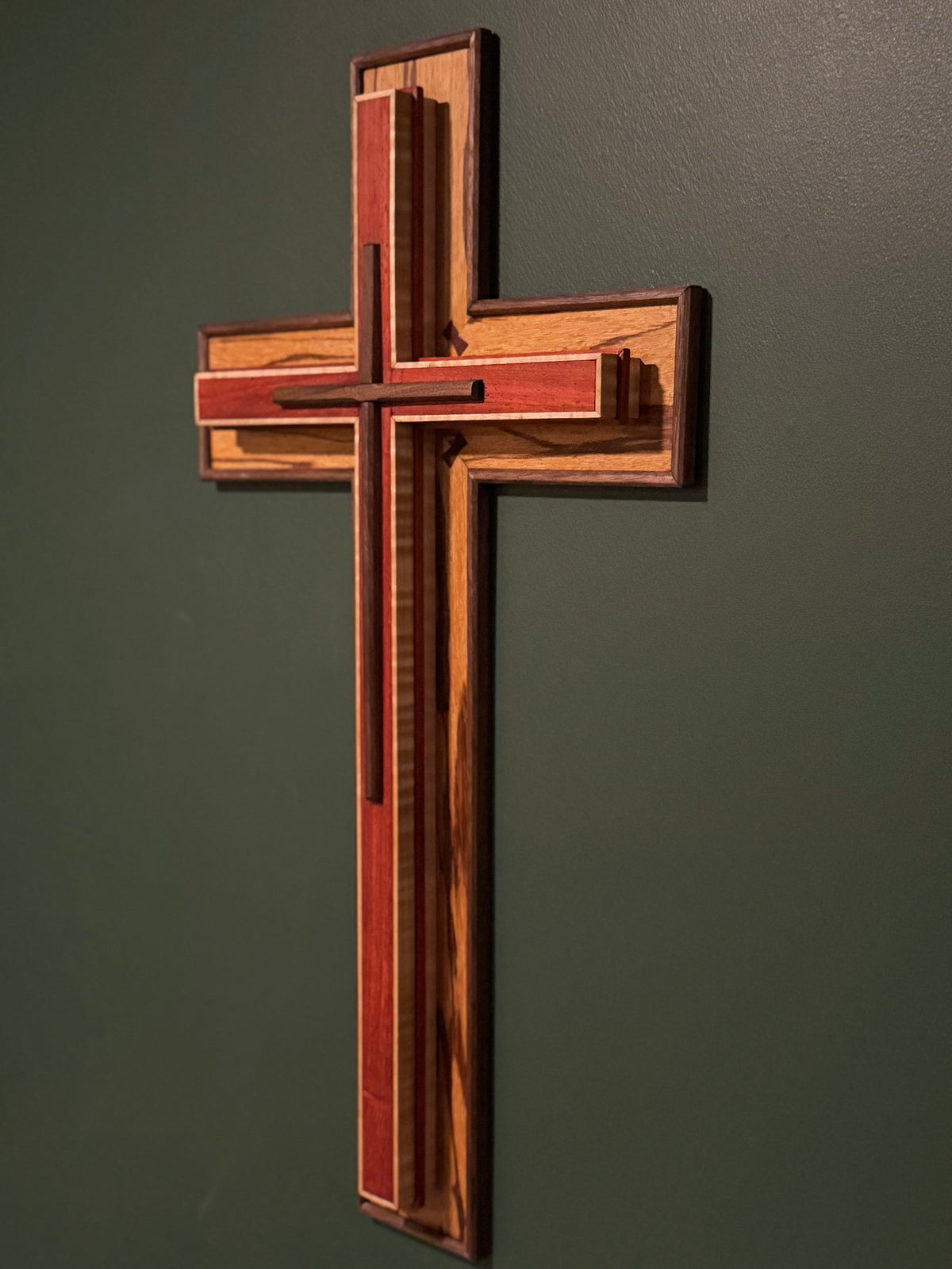 Custom Marblewood, Walnut, Padauk and Curly Maple Wall Cross