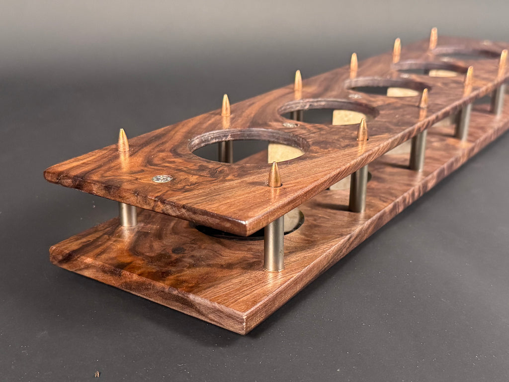 5 Glass Walnut Crotch Whiskey Flight Board