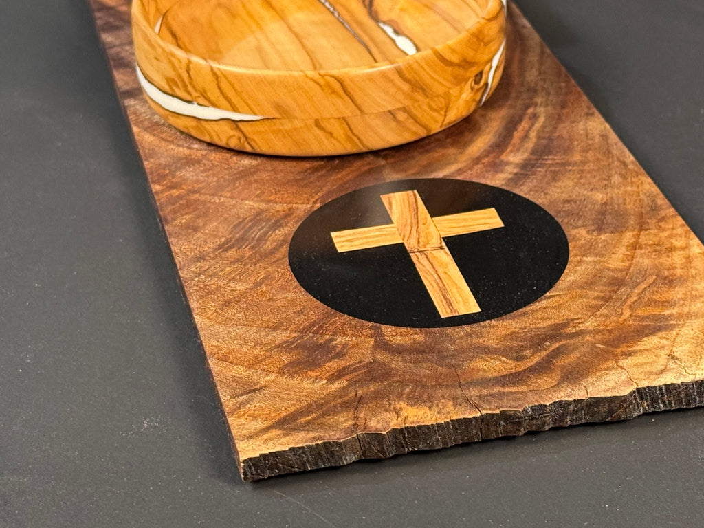 Cigar and Whiskey board with olive wood crosses