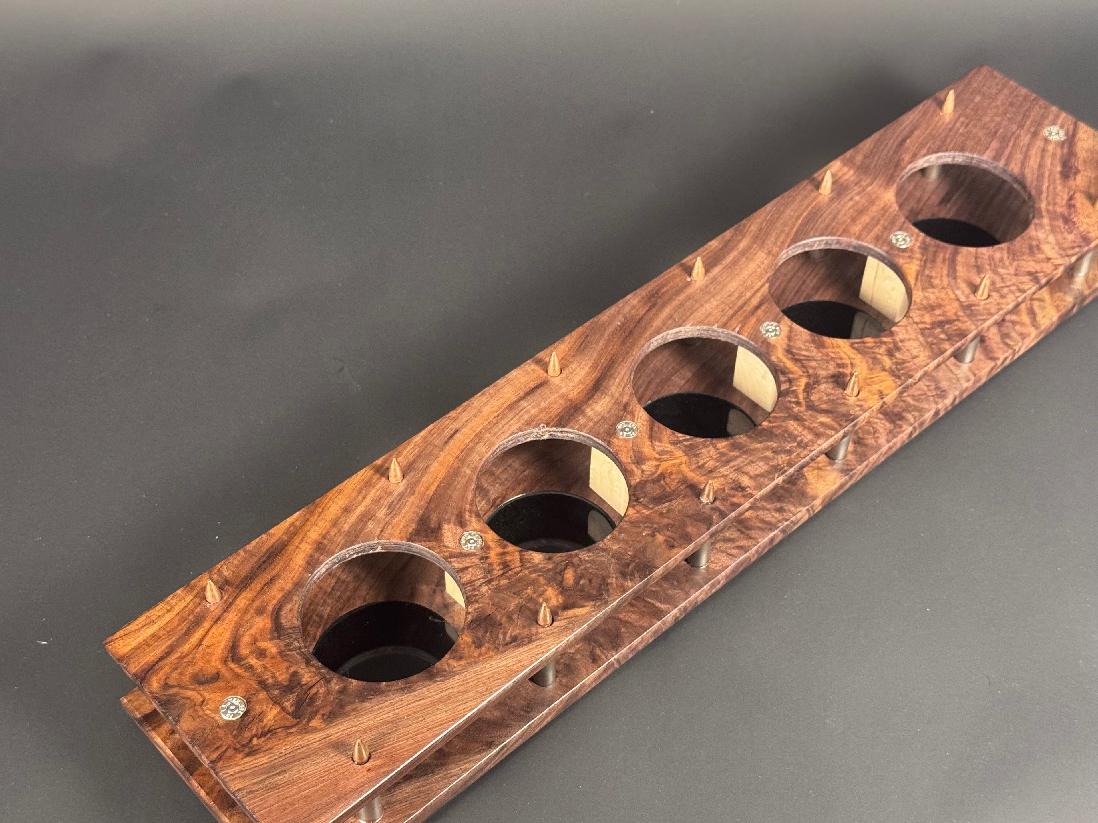 5 Glass Walnut Crotch Whiskey Flight Board