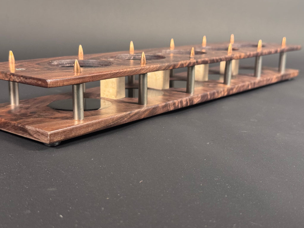 5 Glass Walnut Crotch Whiskey Flight Board
