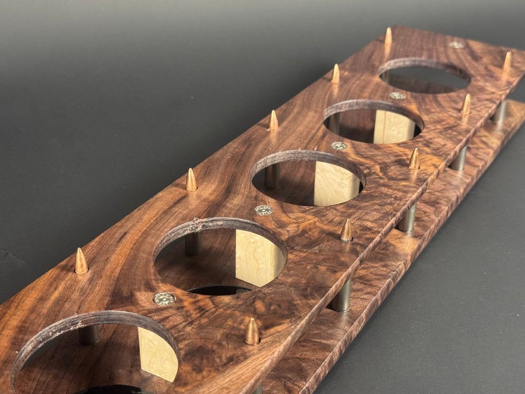 5 Glass Walnut Crotch Whiskey Flight Board