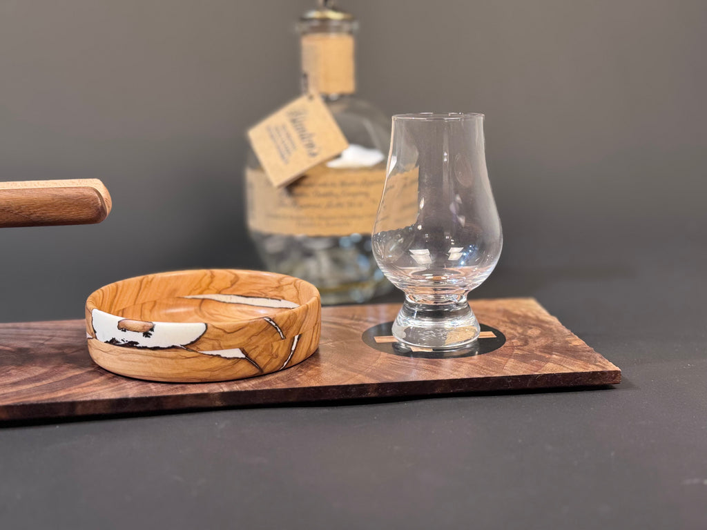 Cigar and Whiskey board with olive wood crosses