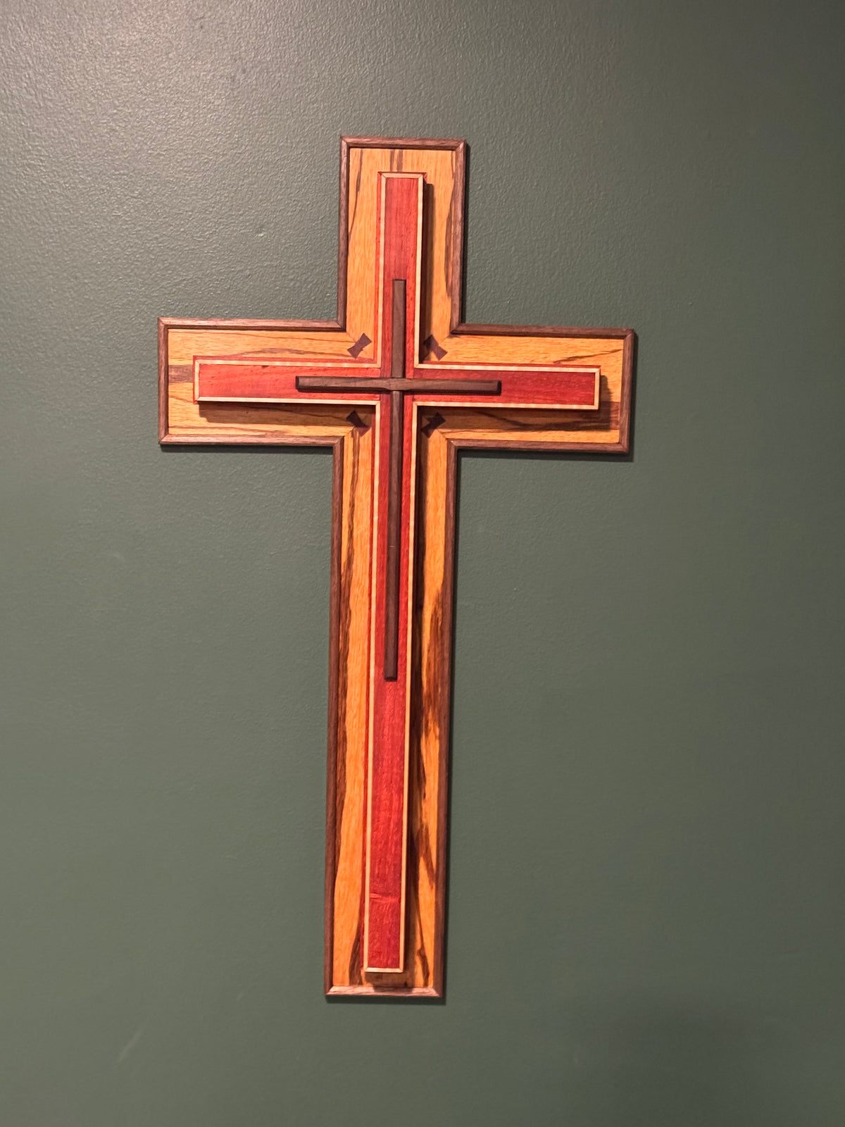 Custom Marblewood, Walnut, Padauk and Curly Maple Wall Cross