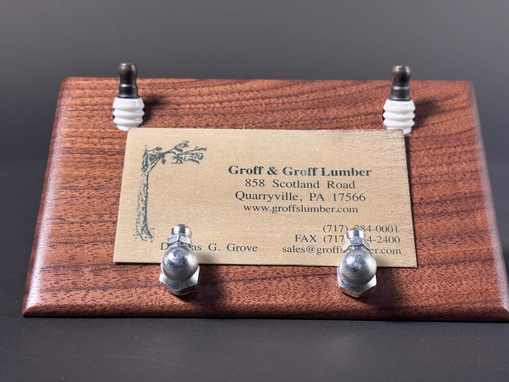 Spark plug business card holder