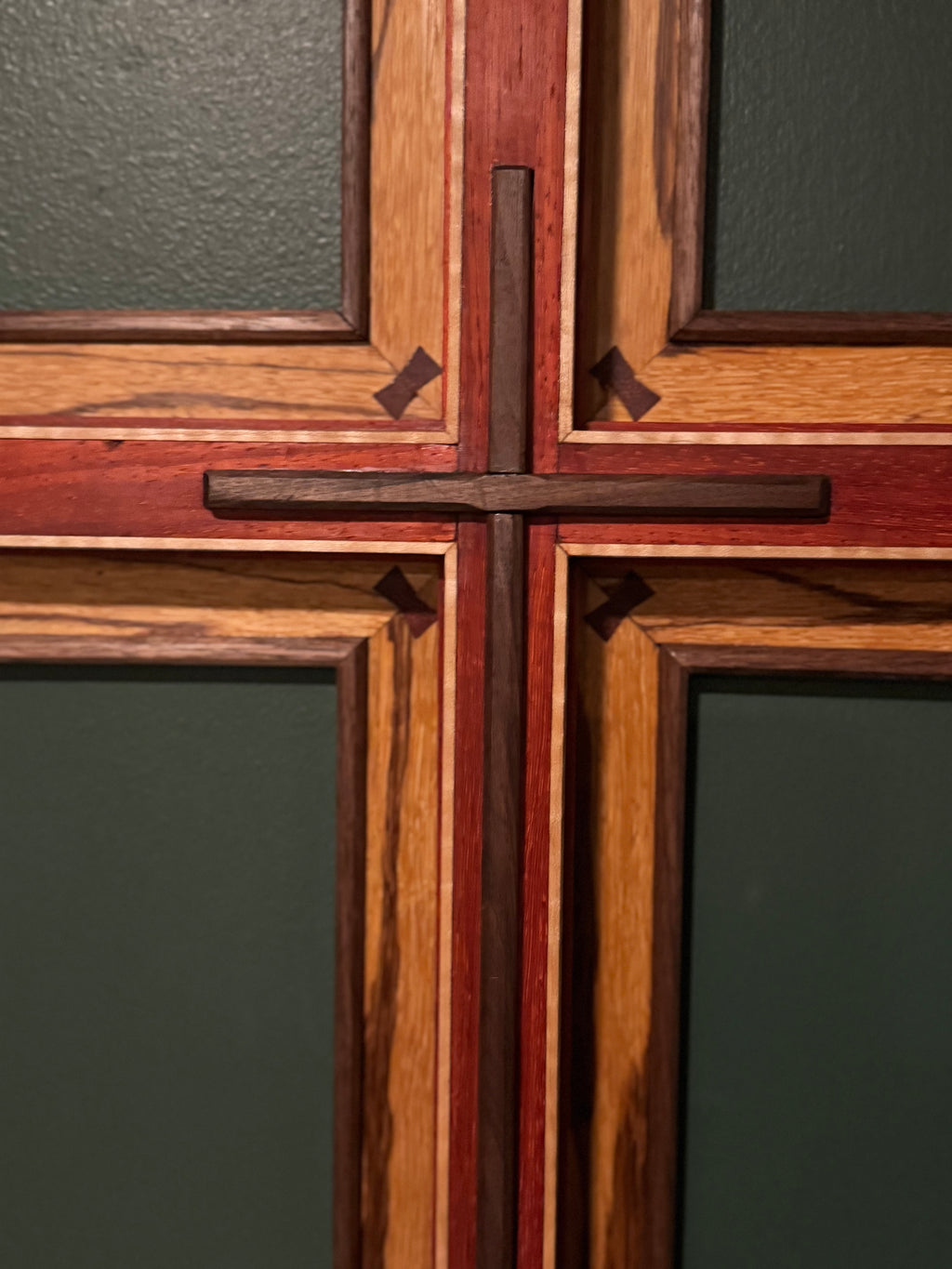 Custom Marblewood, Walnut, Padauk and Curly Maple Wall Cross