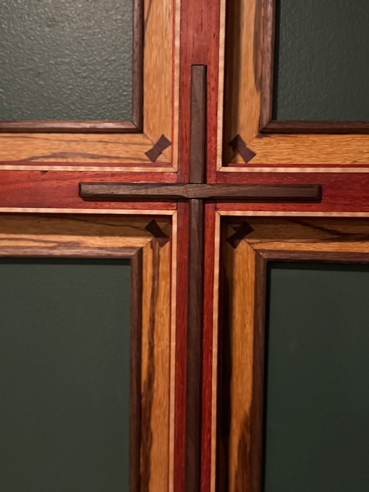Custom Marblewood, Walnut, Padauk and Curly Maple Wall Cross